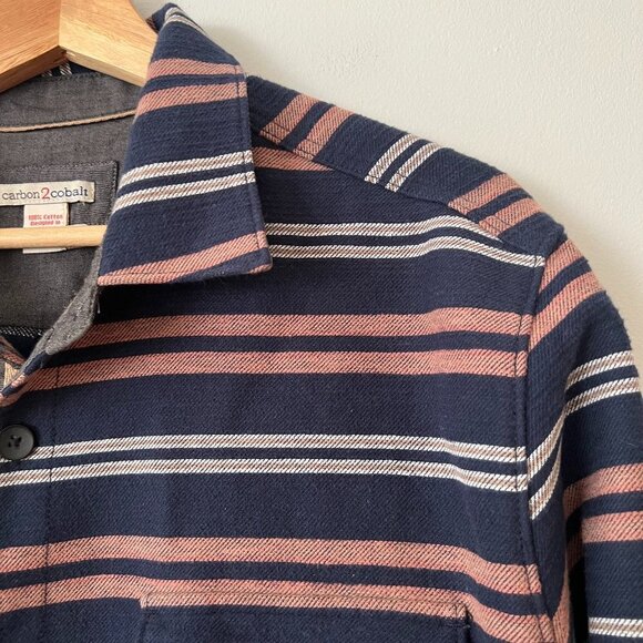 Carbon2Cobalt Striped Cotton Button Down Casual Shirt Men's Size Large - Picture 4 of 8